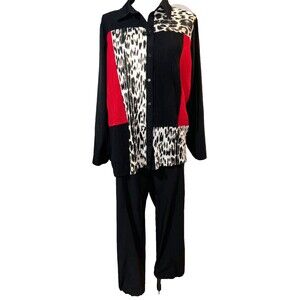 Chico’s Travelers Women’s 2Pc Set Size 3/XL Lace Button Up Top + Matching Pants